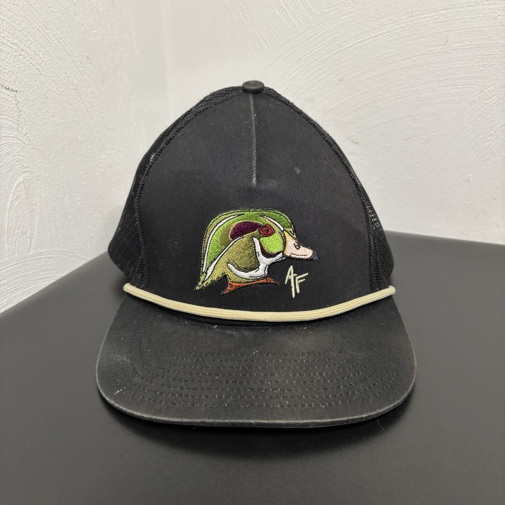 American Fetcher Wood Duck Head Black Trucker Hat Cap White‎ Rope Snapback